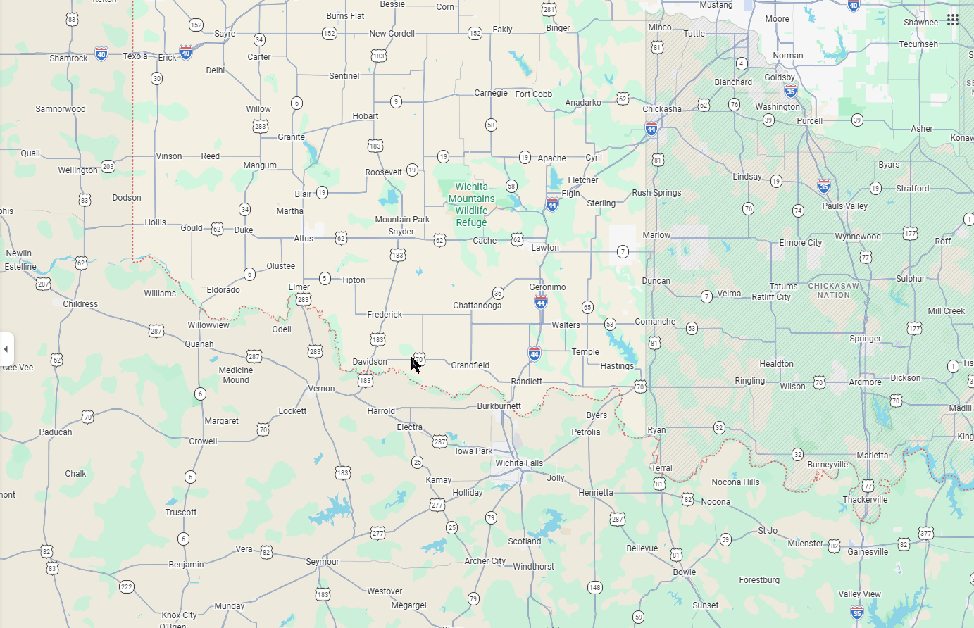 Power Services service area map centered around Walters, Oklahoma